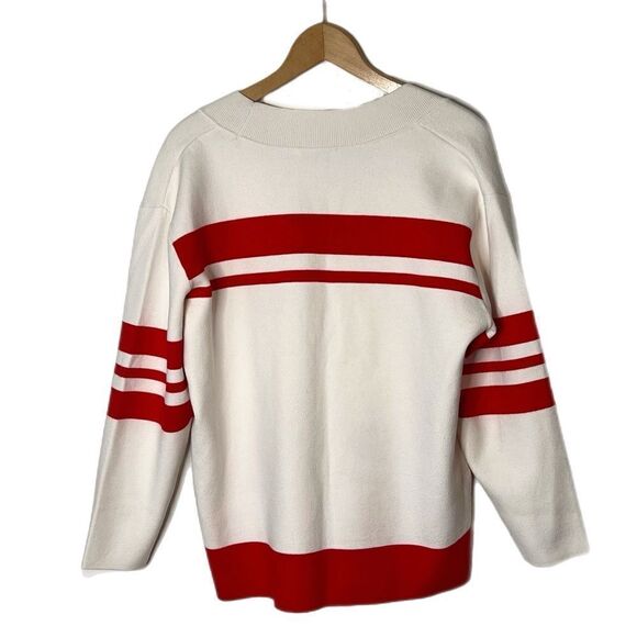 Sandro Paris Oversized Pullover Stripe V-Neck Sweater - Picture 3 of 8